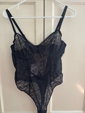 Savage X Fenty Black Sheer Lace Bodysuit